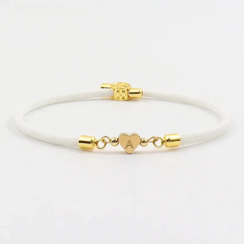 Adjustable Initial Letter Bracelet with Heart Detail