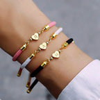 Adjustable Initial Letter Bracelet with Heart Detail