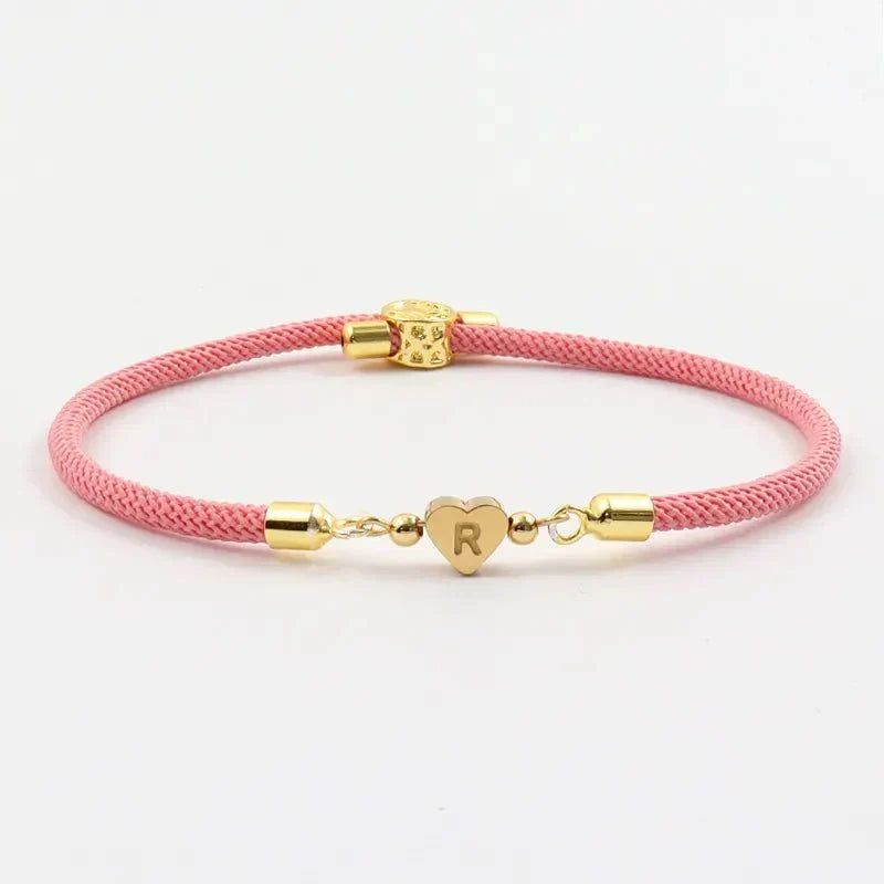 Adjustable Initial Letter Bracelet with Heart Detail