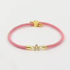 Dainty Initial Cord Bracelet with Pavé Charm