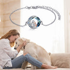 Adjustable Sterling Silver Dog Charm Bracelet