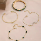 Armbandenset met groene edelsteenlook