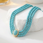 Triple-Strand Choker Necklace in Three Stones