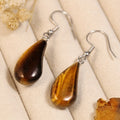 Water Drop Stone Earrings in Tiger's Eye or Quartz