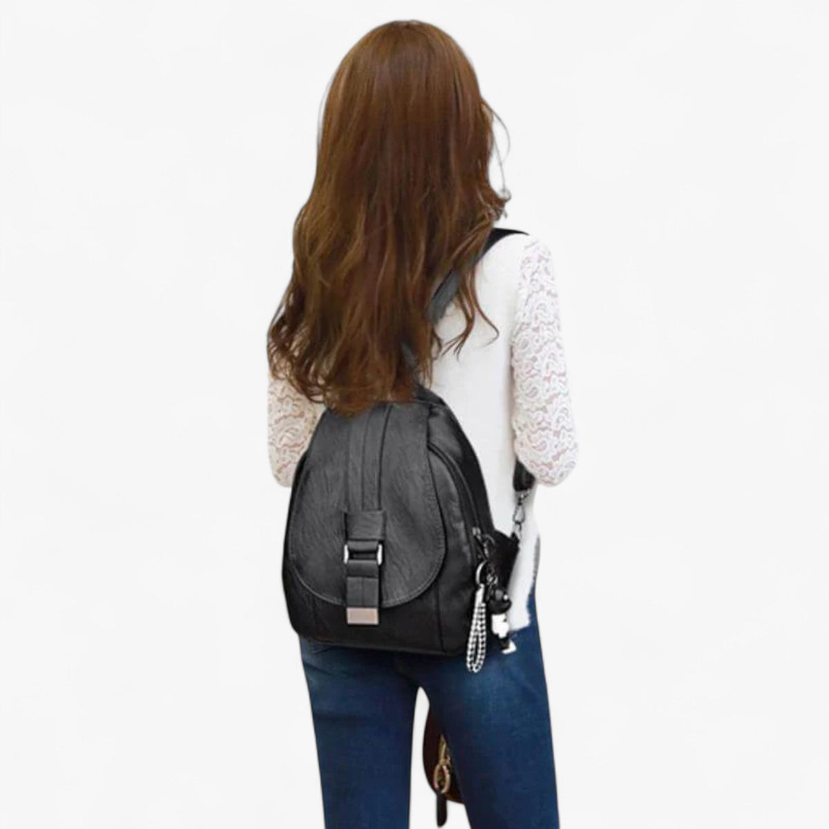 Elegant Soft Leather Backpack That Sits Evenly on Both Shoulders