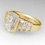 Silver-Plated Bridal-Style Square Zirconia Ring