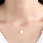 Invisible Fishline Pearl Pendant Necklace