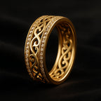 Stralende opengewerkte goudkleurige ring
