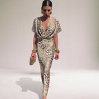 Floral Print Wrap-Front Relaxed-Fit Maxi Dress