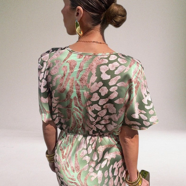 Floral Print Wrap-Front Relaxed-Fit Maxi Dress