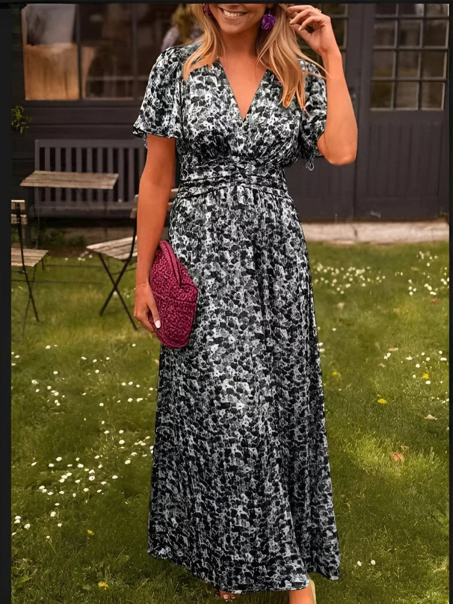 Floral Print Wrap-Front Relaxed Summer Maxi Dress