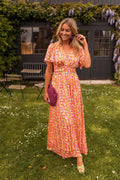 Floral Print Wrap-Front Relaxed Summer Maxi Dress