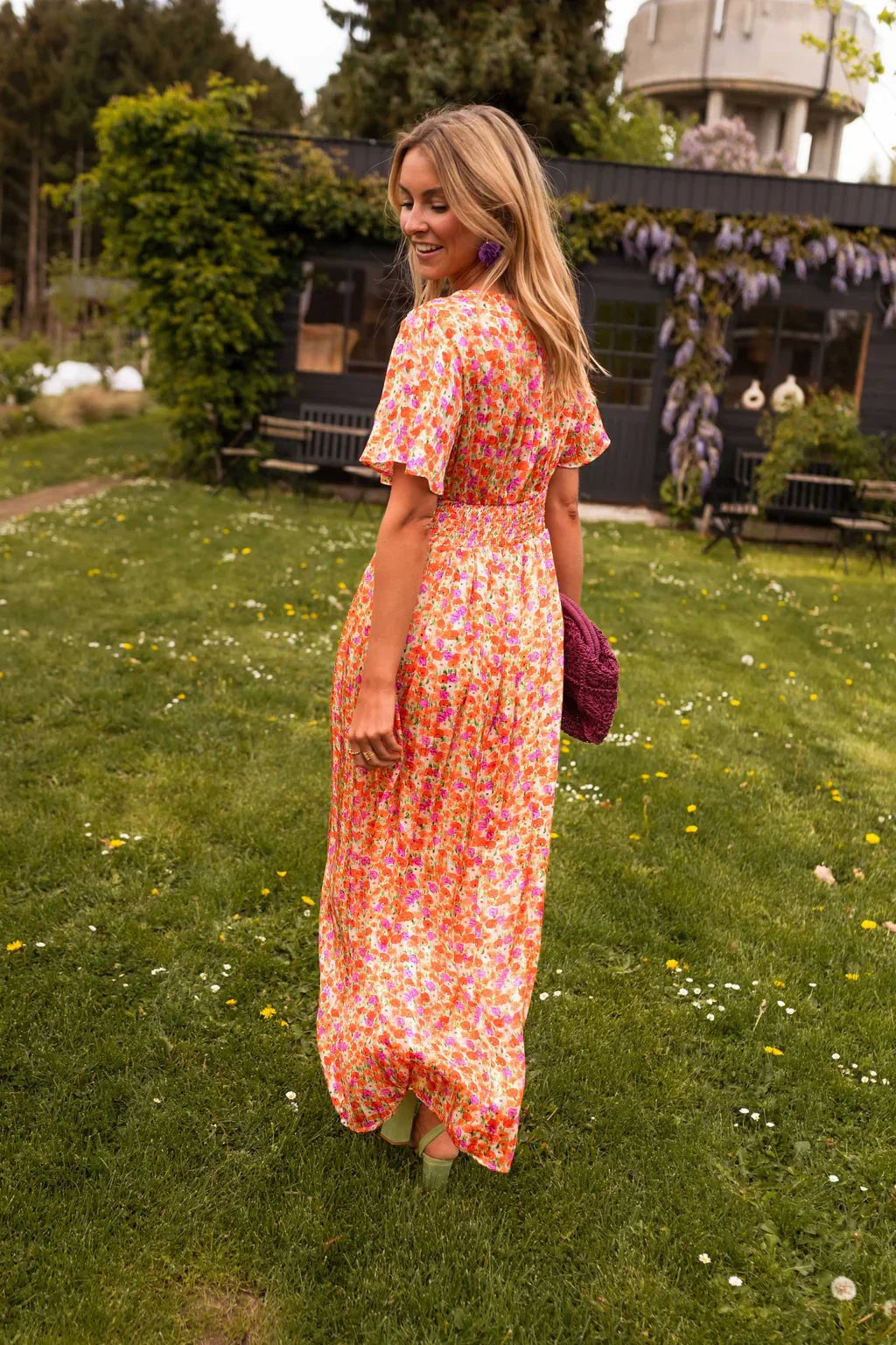 Floral Print Wrap-Front Relaxed Summer Maxi Dress