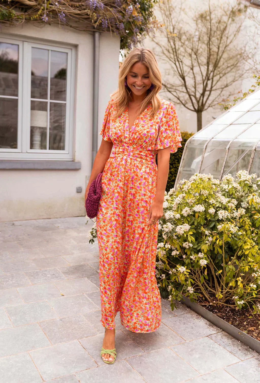 Floral Print Wrap-Front Relaxed Summer Maxi Dress