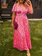 Floral Print Wrap-Front Relaxed Summer Maxi Dress