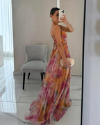 Floral Mesh Upper Relaxed Maxi Dress