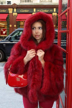 Faux Fur Hooded Coat with Cropped Length and Soft Pile