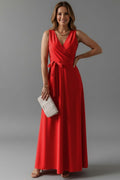 Wrap Front Relaxed Fit Flowing Maxi Dress