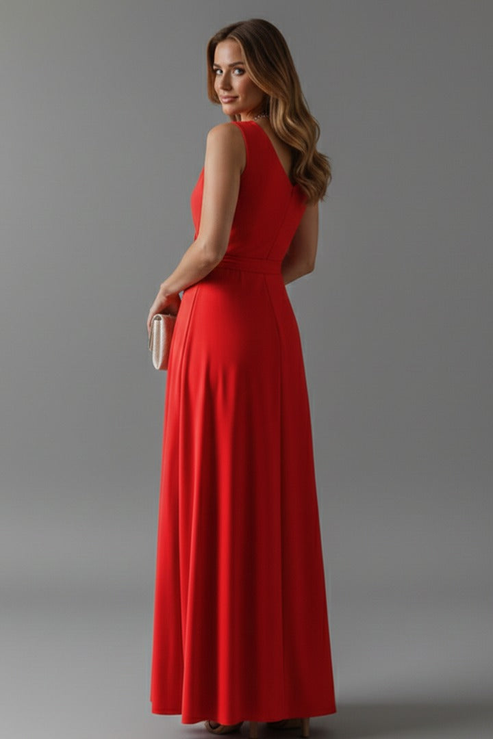 Wrap Front Relaxed Fit Flowing Maxi Dress