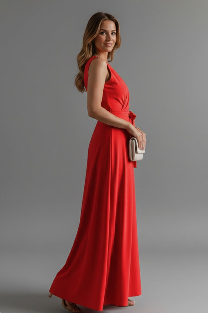 Wrap Front Relaxed Fit Flowing Maxi Dress