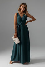 Wrap Front Relaxed Fit Flowing Maxi Dress