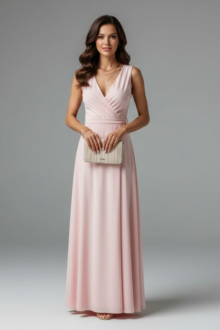 Wrap Front Relaxed Fit Flowing Maxi Dress