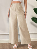 Wide-Leg Trousers with Smocked Side Panels
