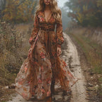 Floral Print Flowing Summer Maxi Dress