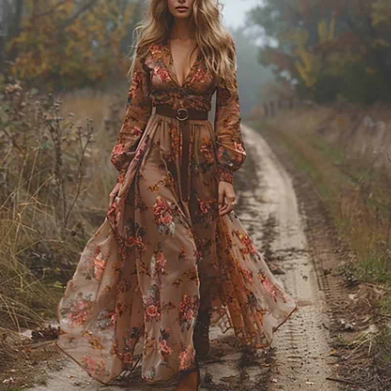 Floral Print Flowing Summer Maxi Dress