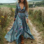 Floral Print Flowing Summer Maxi Dress