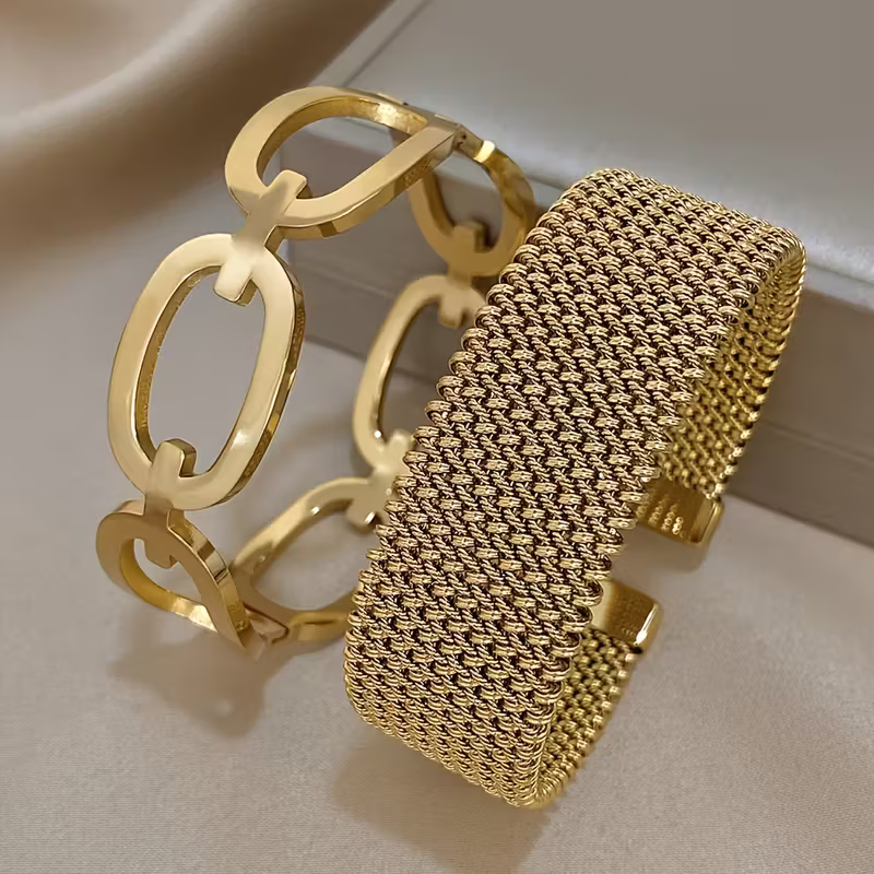 Chunky Gold-Tone Link Bracelet Set