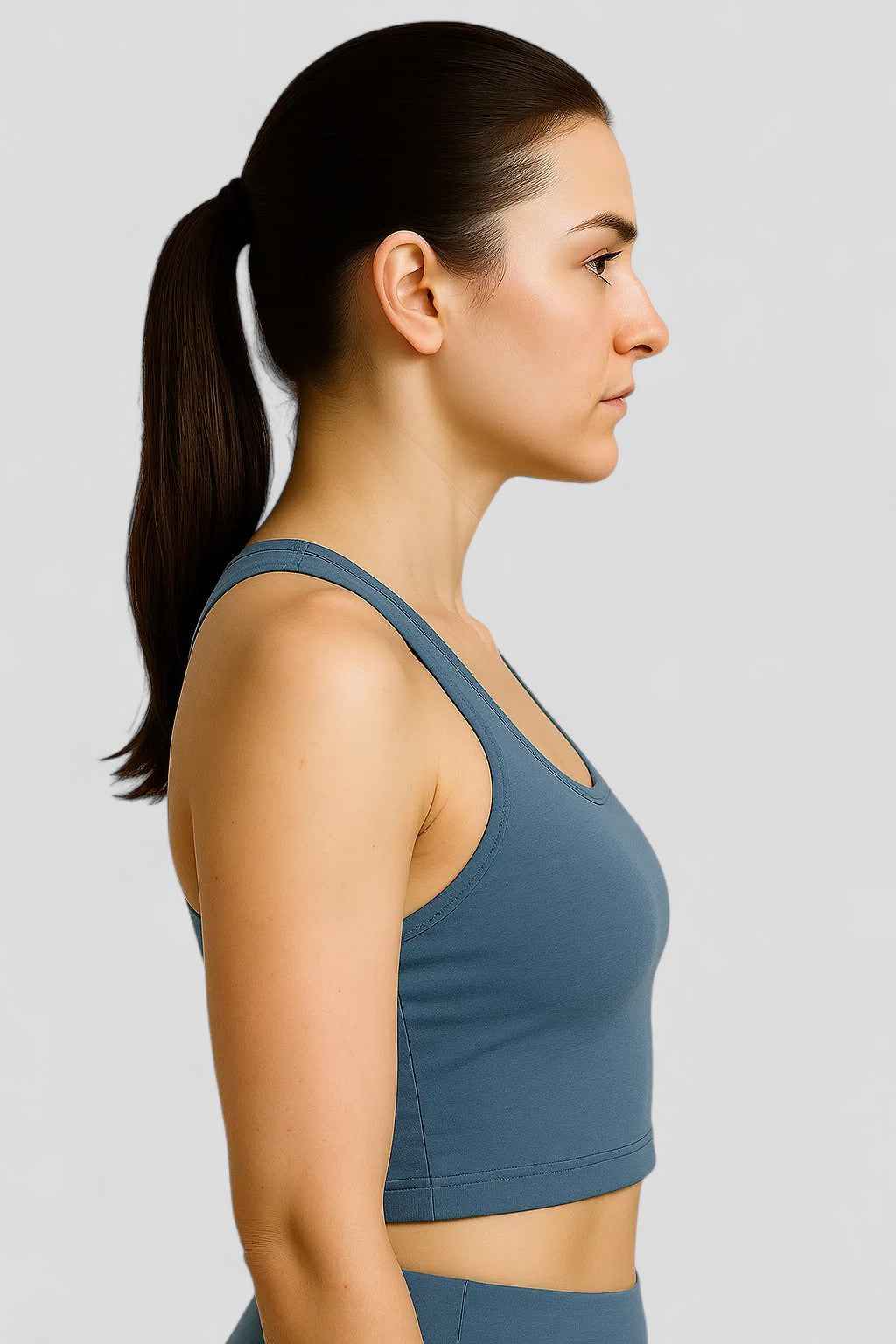 Crop top met vierkante hals in nylonstretch met vochtregulering