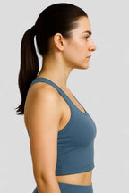 Crop top met vierkante hals in nylonstretch met vochtregulering