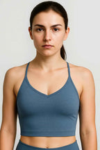 Cropped tanktop met racerback en ingebouwde shelf bra