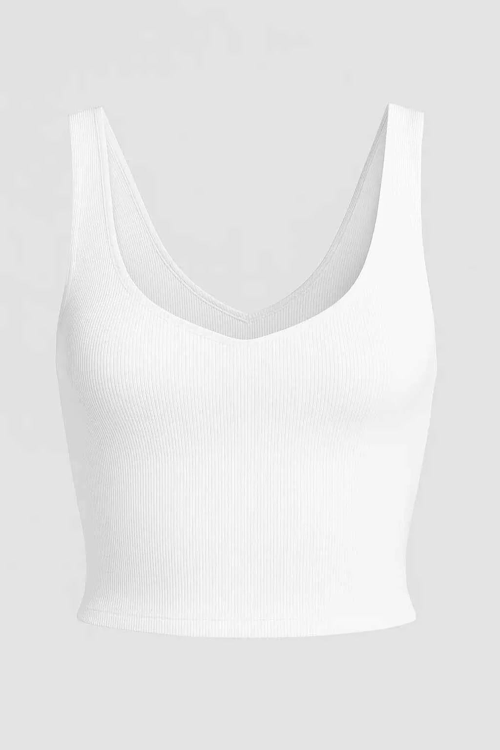 Geribbelde cropped tanktop met diep uitgesneden rug