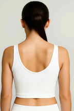 Geribbelde cropped tanktop met diep uitgesneden rug
