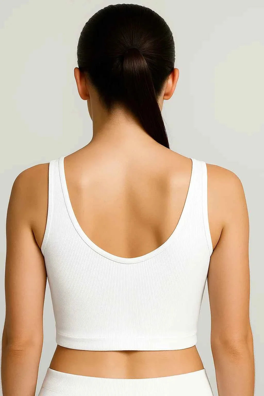 Geribbelde cropped tanktop met diep uitgesneden rug