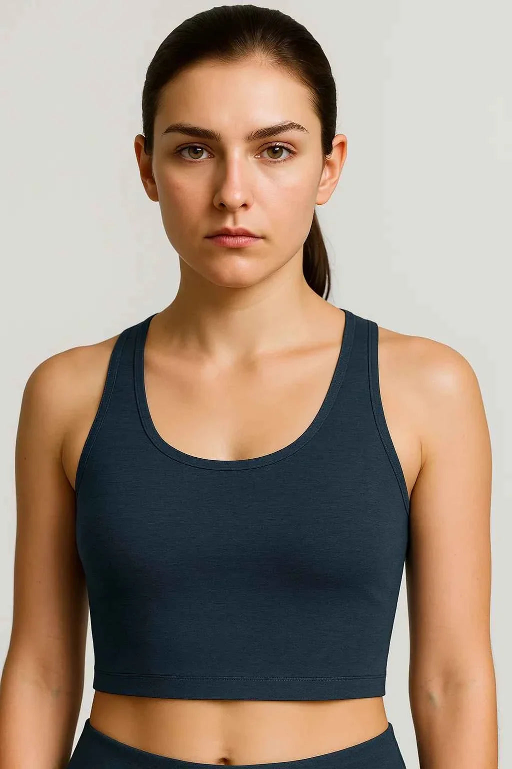 Space dye croptop met V-hals en vierwegsrek