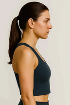 Space dye croptop met V-hals en vierwegsrek