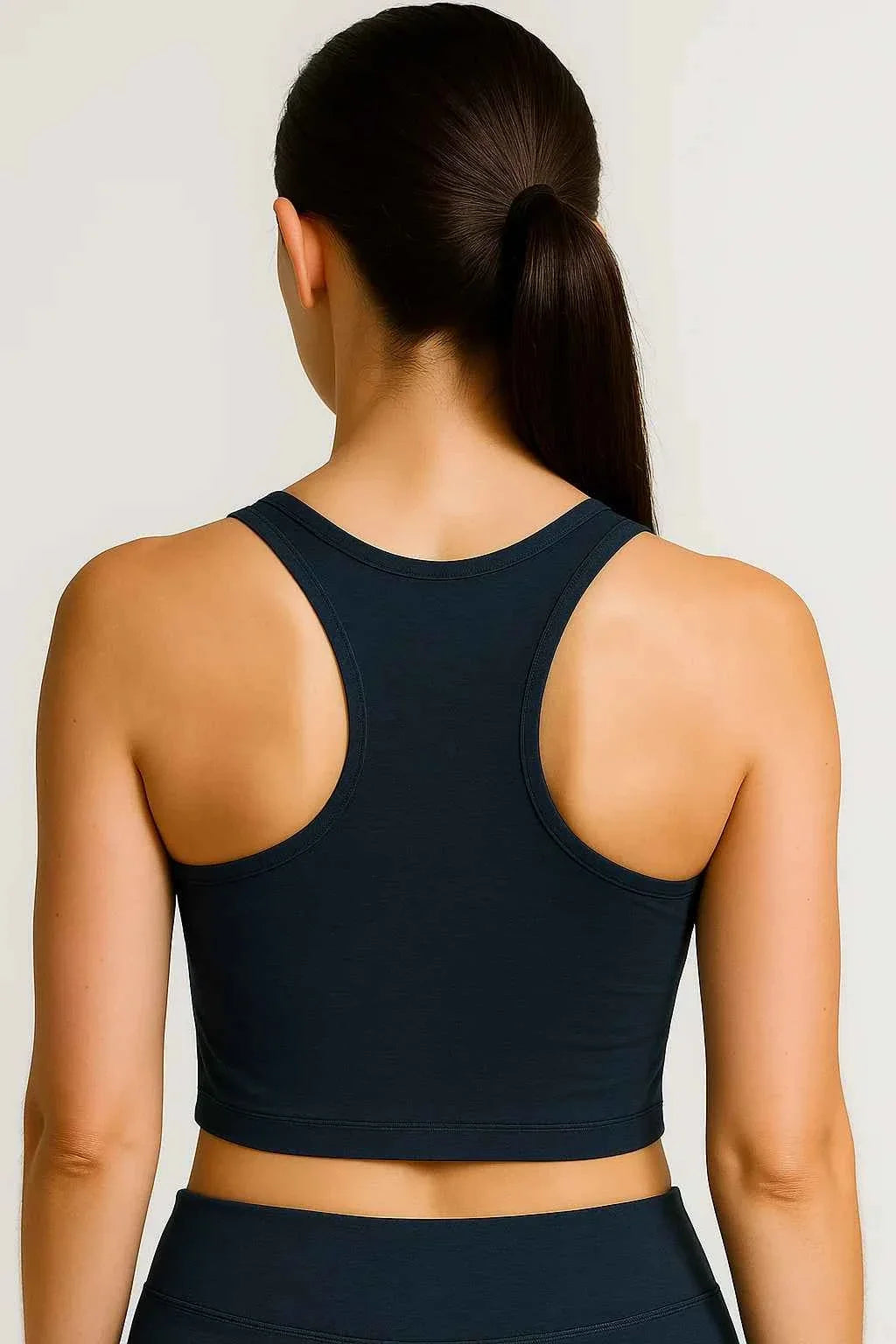 Space dye croptop met V-hals en vierwegsrek