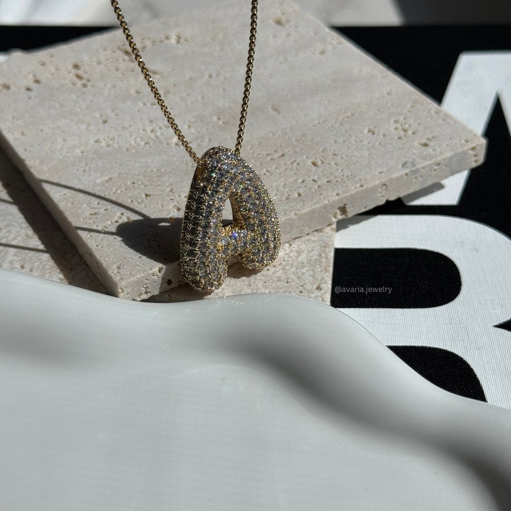 Pavé Bubble Initial Necklace