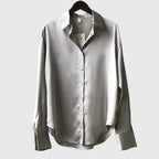 Satin Long Sleeve Button-Down Blouse