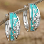 Enamel Mountain and Sun Zirconia Earrings