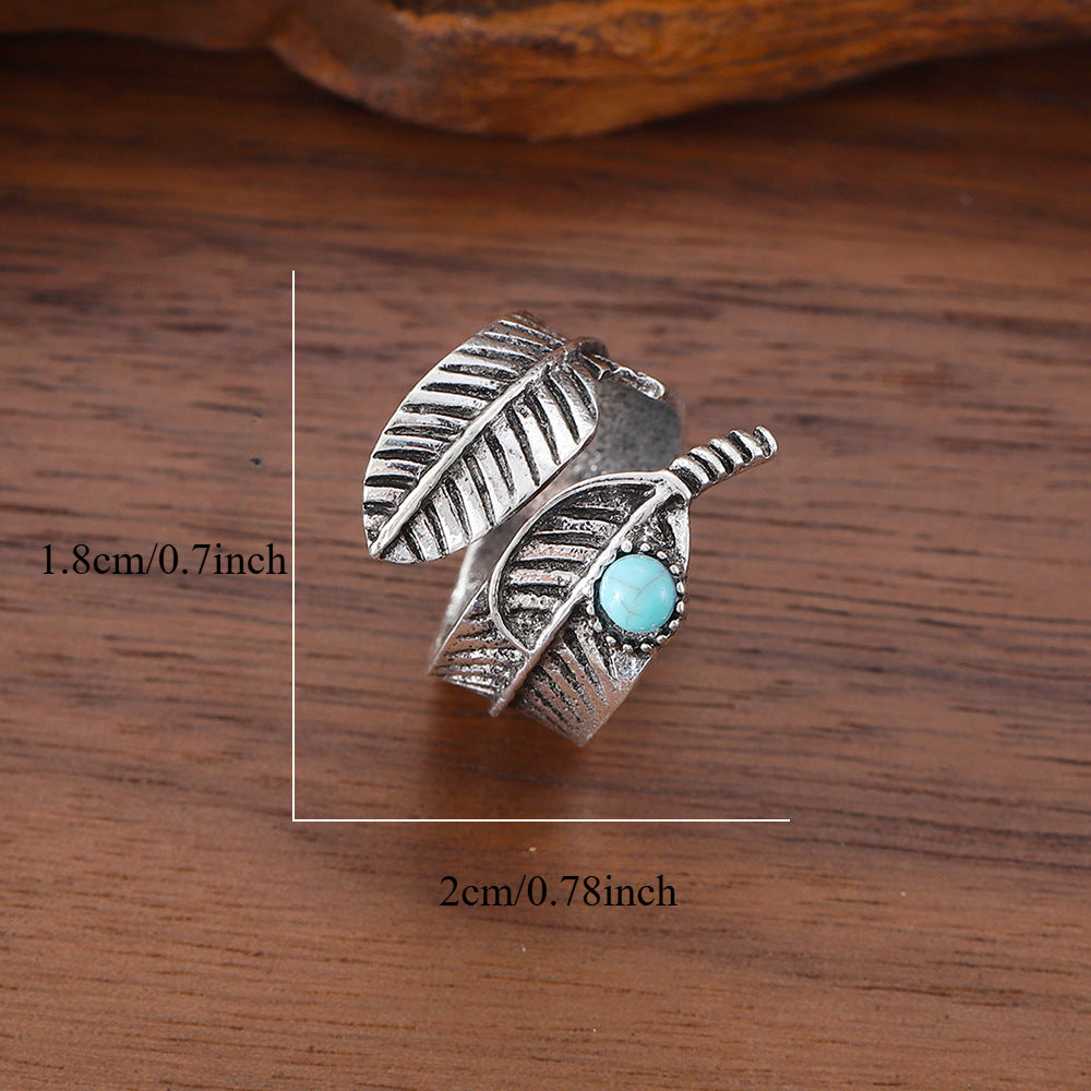Boho turquoise veerring van sterling zilver