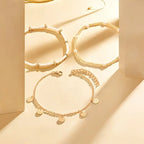 Three-Piece Layered Gold-Tone Anklet Set