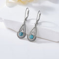 Bohemian Silver-Plated Filigree Teardrop Turquoise Earrings