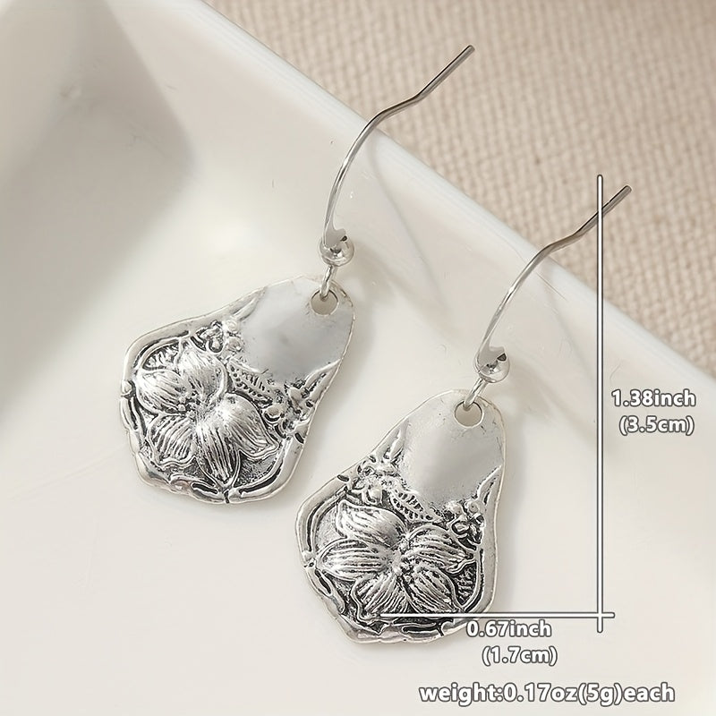 Antique-Style Silver-Tone Spoon Dangle Earrings