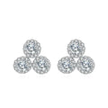 925 Sterling Silver Triple Moissanite Cluster Earrings, White Gold Plated