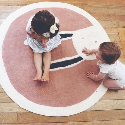 Cartoon Print Round Plush Area Rug – Cashmere-Feel, Thick Pile, Children and Adults