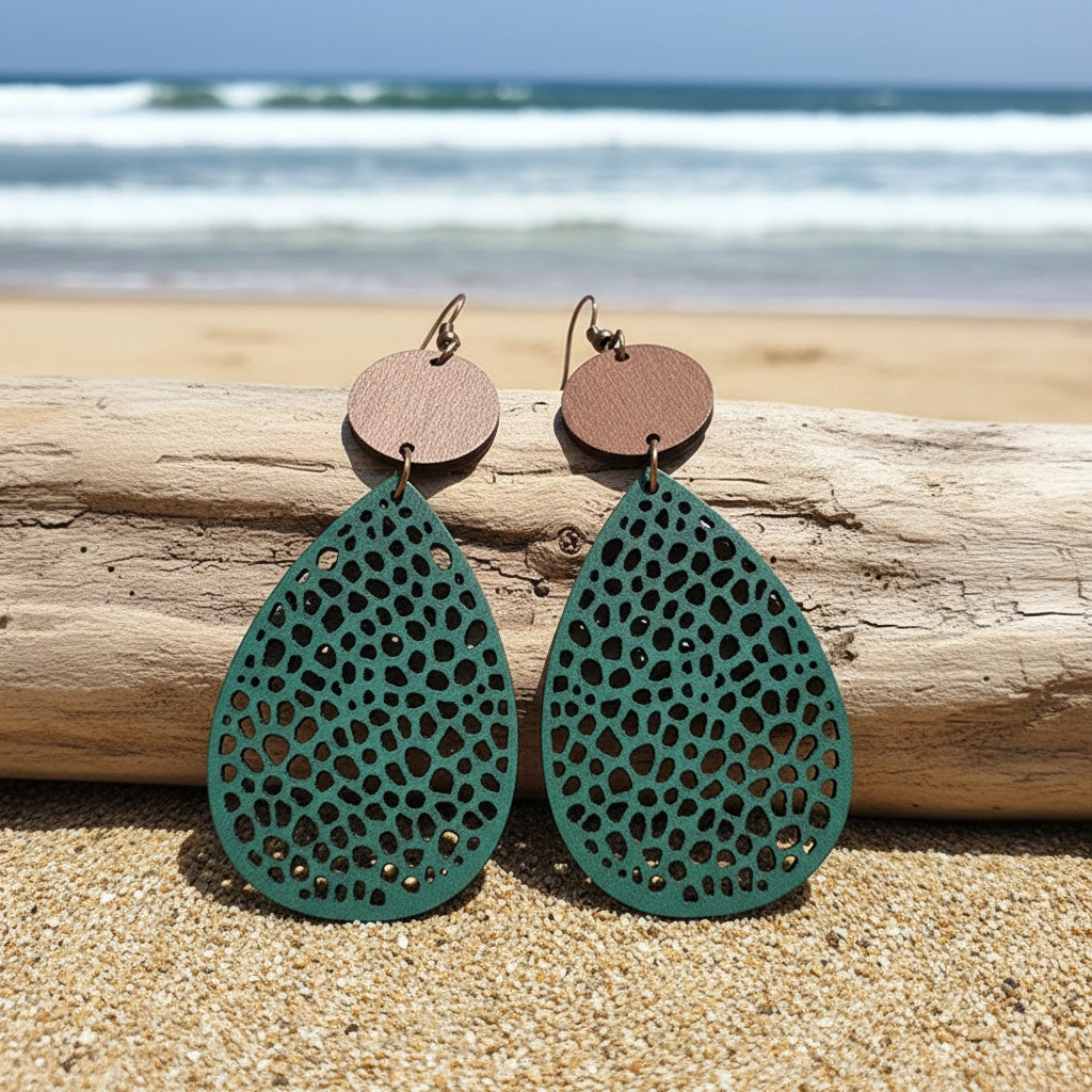 Vintage Hollow Faux Leather Drop Earrings